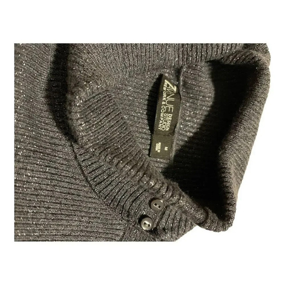 New York & Company Women’s Medium Button-Accent Metallic Grey Turtleneck - Picture 4 of 4